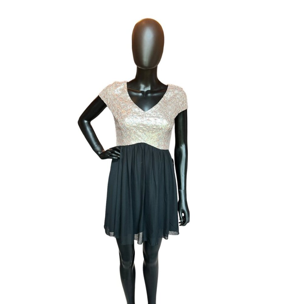 Sequin & Chiffon Skirt Short Dress